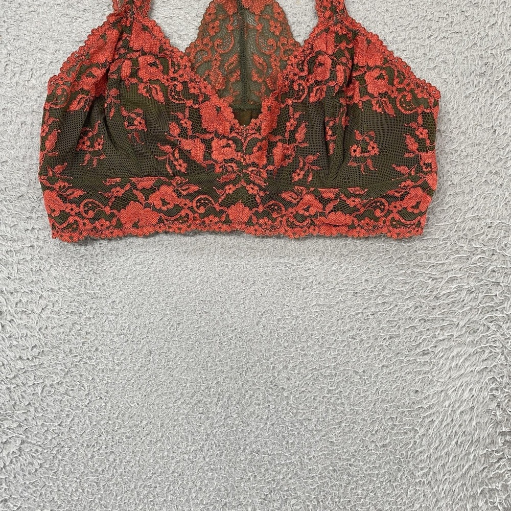Free People Intimately Bralette Womens L Wild Roses Lace Racerback Sheer Floral - Picture 2 of 11